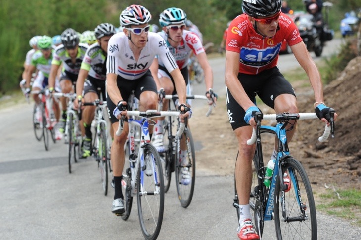 マイヨロホのクリス・フルーム（イギリス、チームスカイ）が献身的にウィギンズをアシストする: photo:Tour of Spain/Graham Watson