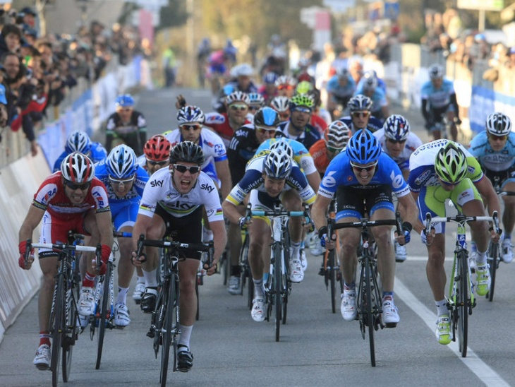After a strong lead-out Cavendish kicked and held off his rivals at the finish.../ TEAM SKY
