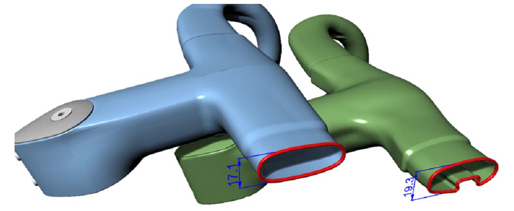 Talin Ultra（ブルー）とTalon Aero（グリーン）の断面比較